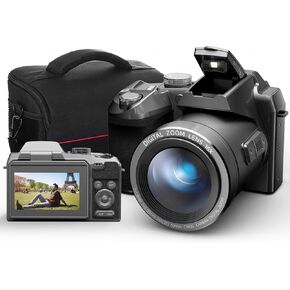 64MP Digital Cameras for Photography Autofocus, 4K vlogging Camera for YouTube,16X Anti-Shake Compact Travel Camera with WiFi & App Control,SD Card, 2 Batteries (S200 Black)