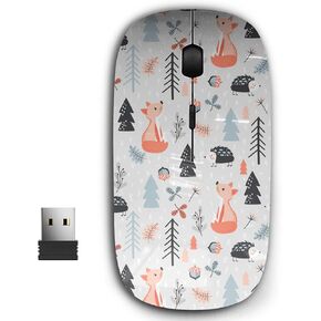 2.4G Ergonomic Portable USB Wireless Mouse for PC, Laptop, Computer, Notebook with Nano Receiver (Cute Fox Hedgehog)