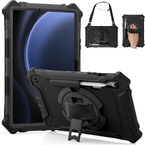 ZtotopCases for Samsung Galaxy Tab S9 FE 5G 10.9 Inch/Tab S9 11 Inch Case 2023, with Screen Protector Pencil Holder [360 Rotating Hand Strap]&Stand, Drop-Proof Case for Galaxy Tab S9 FE/S9, Black