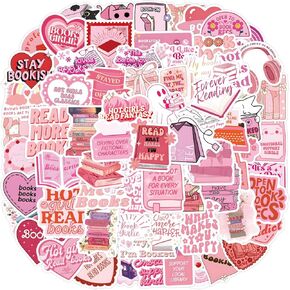124 PCS Pink Bookish Stickers for Kindle Decorative Booktok Reading Book Stickers Aesthetic Kindle Stickers for Girls Women Book Lovers Gifts