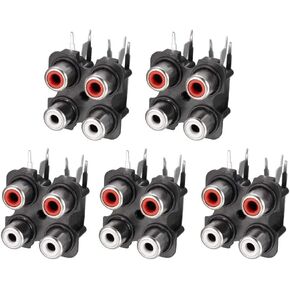 uxcell PCB Panel Mount 4 RCA Socket Female Jack Audio Video AV Connector Black 6pins 5Pcs