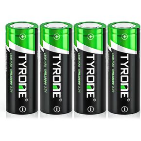 tyrone 18500 Rechargeable Battery, 3.7V 1500mAh Lithium Batteries for Flashlight, Solar Garden Light with Flat top 4 Pack