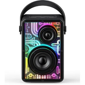 Raymate Bluetooth Speakers Wireless, 80W Bluetooth Speakers with Subwoofer Bluetooth-V5.3, HiFi Stereo Sound, Rhythmic Lighting System, 15H Playtime, 8000mAh Power Bank for Phone, Portable for Outdoor