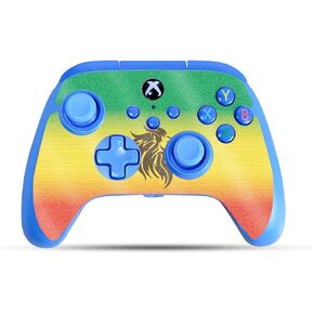 Glossy Glitter Gaming Skin Compatible with PowerA Xbox Series X|S Enhanced Wired Controller - Rasta Lion - Premium 3M Vinyl Protective Wrap Decal Cover | Crafted in The USA by MightySkins