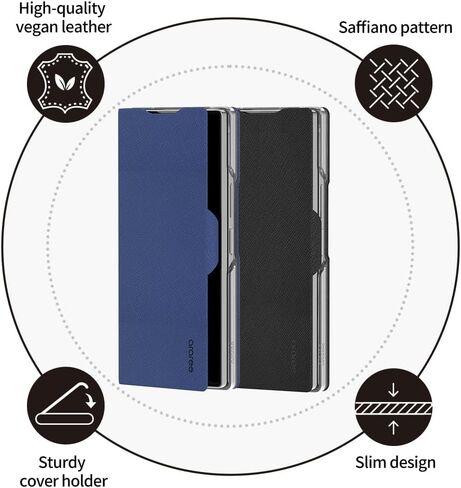 araree Bonnet Diary Samsung Galaxy Z Fold 6 Case, PU Leather Flip Folio Case Closure Folding Flip Cover Compatible with Samsung Galaxy Z Fold 6 5G - Black in Saudi Arabia