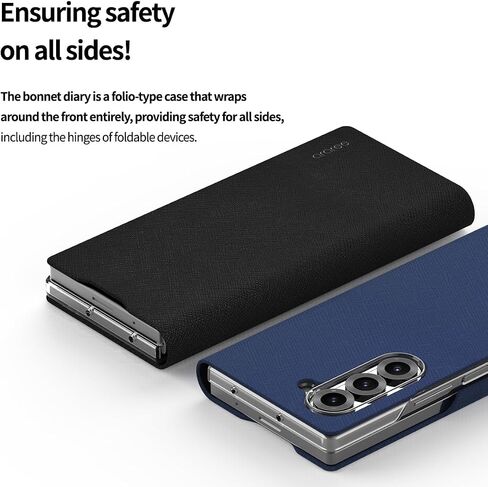 araree Bonnet Diary Samsung Galaxy Z Fold 6 Case, PU Leather Flip Folio Case Closure Folding Flip Cover Compatible with Samsung Galaxy Z Fold 6 5G - Black in Saudi Arabia