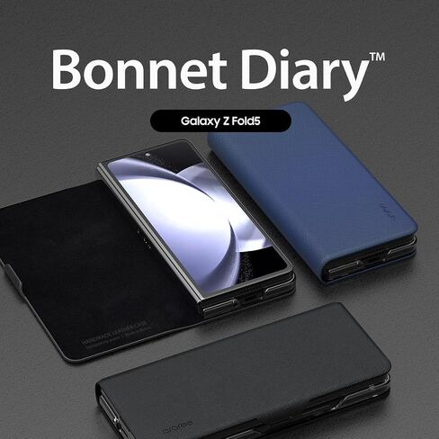 araree Bonnet Diary Samsung Galaxy Z Fold 6 Case, PU Leather Flip Folio Case Closure Folding Flip Cover Compatible with Samsung Galaxy Z Fold 6 5G - Black in Saudi Arabia