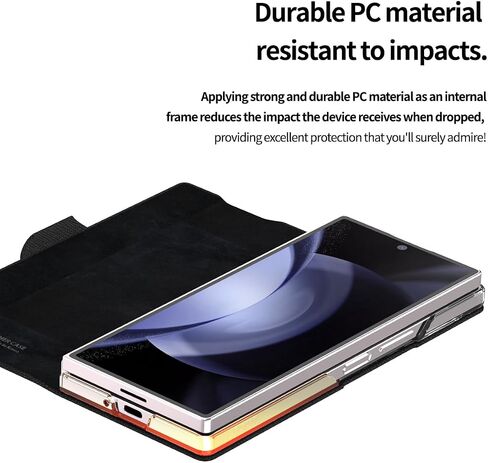 araree Bonnet Diary Samsung Galaxy Z Fold 6 Case, PU Leather Flip Folio Case Closure Folding Flip Cover Compatible with Samsung Galaxy Z Fold 6 5G - Black in Saudi Arabia