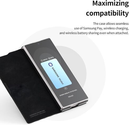 araree Bonnet Diary Samsung Galaxy Z Fold 6 Case, PU Leather Flip Folio Case Closure Folding Flip Cover Compatible with Samsung Galaxy Z Fold 6 5G - Black in Saudi Arabia