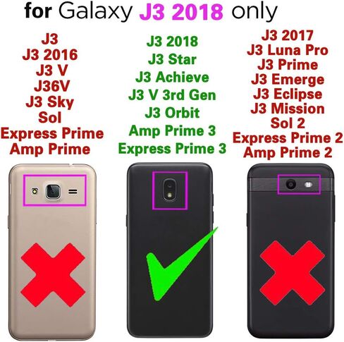 Asuwish متوافق مع هاتف Samsung Galaxy J3 Orbit J 3 Star 2018 3J Achieve جراب محفظة وواقي شاشة زجاجي وحامل بطاقة قلاب وغطاء هاتف خلوي لهاتف Glaxay J3V V 3rd Gen SM J337A J337V J337 أرجواني in Saudi Arabia