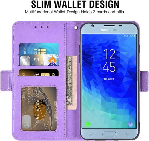 Asuwish متوافق مع هاتف Samsung Galaxy J3 Orbit J 3 Star 2018 3J Achieve جراب محفظة وواقي شاشة زجاجي وحامل بطاقة قلاب وغطاء هاتف خلوي لهاتف Glaxay J3V V 3rd Gen SM J337A J337V J337 أرجواني in Saudi Arabia
