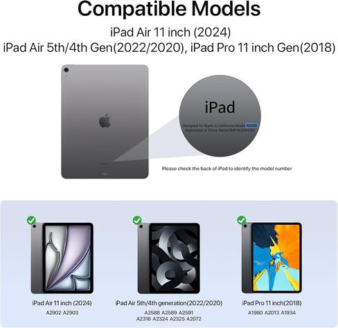 حافظة لجهاز iPad Air 11 بوصة 2024 M2، iPad Air الجيل السادس/الخامس/الرابع 2024/2022/2020، حافظة حماية مغناطيسية رفيعة قابلة للطي على شكل حرف Y مع حامل أقلام (أسود أنيق) in Saudi Arabia