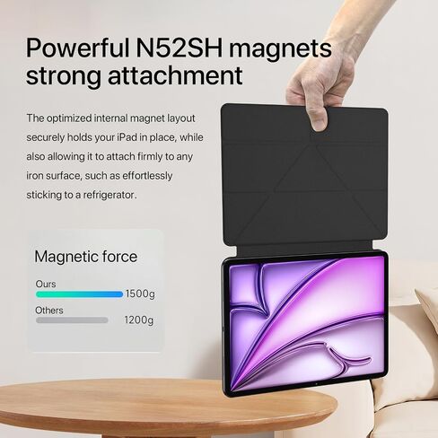 Case for iPad Air 11 inch 2024 M2, iPad Air 6th/5th/4th Generation 2024/2022/2020, Slim Y Fold Magnetic Protective Stand Case with Pencil Holder (Elegant Black) in Saudi Arabia