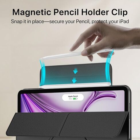 Case for iPad Air 11 inch 2024 M2, iPad Air 6th/5th/4th Generation 2024/2022/2020, Slim Y Fold Magnetic Protective Stand Case with Pencil Holder (Elegant Black) in Saudi Arabia