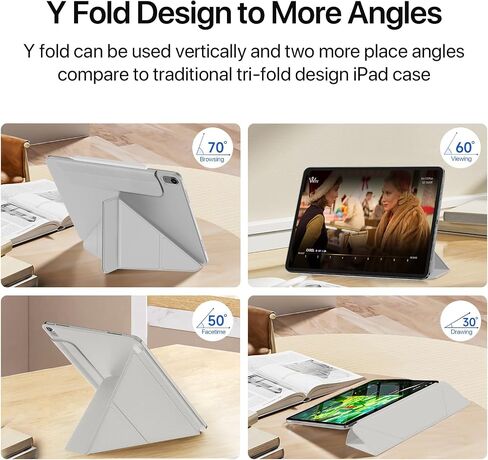 حافظة لجهاز iPad Air 11 بوصة 2024 M2، iPad Air الجيل السادس/الخامس/الرابع 2024/2022/2020، حافظة حماية مغناطيسية رفيعة قابلة للطي على شكل حرف Y مع حامل أقلام (أسود أنيق) in Saudi Arabia