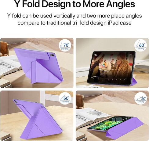 Case for iPad Air 11 inch 2024 M2, iPad Air 6th/5th/4th Generation 2024/2022/2020, Slim Y Fold Magnetic Protective Stand Case with Pencil Holder (Elegant Black) in Saudi Arabia