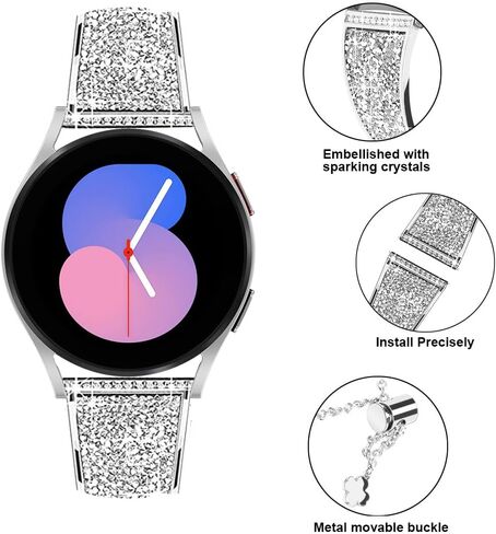 Compatible for Samsung Galaxy Watch 7/FE/6/5/4 Band 40mm 44mm, Active 2 Bands,Women Bling Bracelet Adjustable Replacement Strap Wristband for Galaxy Watch 6 Classic/5 Pro/4 Classic/Watch 3 41mm in Saudi Arabia