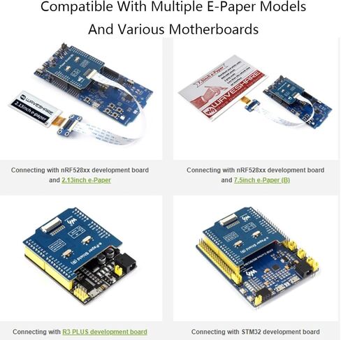 waveshare Universal e-Paper Raw Panel Driver Shield Compatible with Arduino,etc, Onboard MX25R6435F Flash Chip, Supports Expanding External RAM, Suitable SPI Interface Raw e-Paper in Saudi Arabia