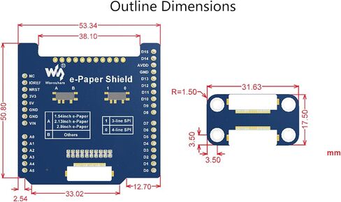 waveshare Universal e-Paper Raw Panel Driver Shield Compatible with Arduino,etc, Onboard MX25R6435F Flash Chip, Supports Expanding External RAM, Suitable SPI Interface Raw e-Paper in Saudi Arabia