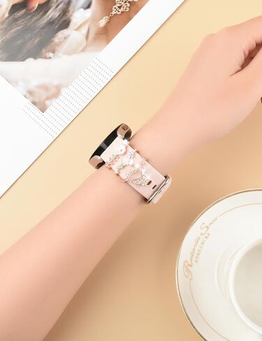 حزام Watbro منقوش بالزهور وحلقات حلقات زخرفية متوافقة مع ساعة Samsung Galaxy Watch 7/FE/6/5/4 مع سحر، سوار رياضي من السيليكون الناعم 20 مم لساعة Garmin Vivoactive 5/Vivoactive 3 الذكية in Kuwait