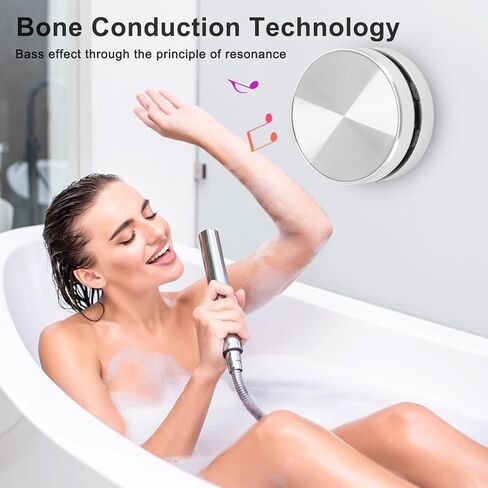 Yunseity Bluetooth Bone Conduction Speaker, Stereo Bass Sound Portable Speaker, Built in Mic Mini Music Player with Suction Cup for Home Outdoor Travel (Silver) in Saudi Arabia