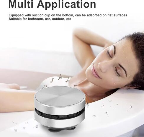 Yunseity Bluetooth Bone Conduction Speaker, Stereo Bass Sound Portable Speaker, Built in Mic Mini Music Player with Suction Cup for Home Outdoor Travel (Silver) in Saudi Arabia