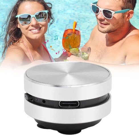 Yunseity Bluetooth Bone Conduction Speaker, Stereo Bass Sound Portable Speaker, Built in Mic Mini Music Player with Suction Cup for Home Outdoor Travel (Silver) in Saudi Arabia