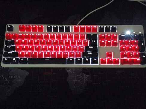 87/104 Key Doubleshot Red-Black PBT Backlit Keycap Caps for Cherry MX Gaming Mechanical Keyboard (104 keys) in Kuwait