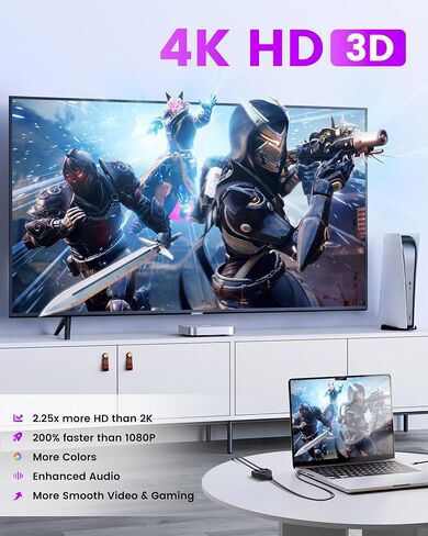 HDMI Splitter Adapter Cable 4K, HDMI Splitter 1 in 2 Out One Male to Dual Female Support Different Size TV Mirror Input Screen at The Same Time, 1 to 2 Way HDMI Splitter for HDMI HD, LED, LCD, TV, 3D in Saudi Arabia