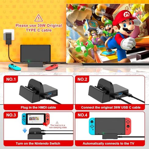 Juseisin for Nintendo Switch USB C to HDMI Cable for TV Adapter Compatible with Nintendo Switch NS/OLED, Travel Switch Dock for TV Projection Screen, 4K HD, 2M Charging Cord in Saudi Arabia