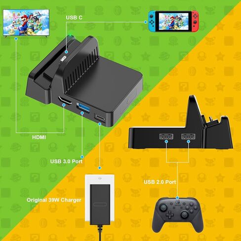 Juseisin for Nintendo Switch USB C to HDMI Cable for TV Adapter Compatible with Nintendo Switch NS/OLED, Travel Switch Dock for TV Projection Screen, 4K HD, 2M Charging Cord in Saudi Arabia