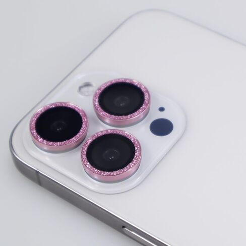 واقي عدسة الكاميرا لهاتف iPhone 15 Pro / 15 Pro Max، غطاء عدسة من الزجاج المقسى المعدني اللامع اللامع لهاتف iPhone 15 Pro/Pro Max (وردي) in Saudi Arabia