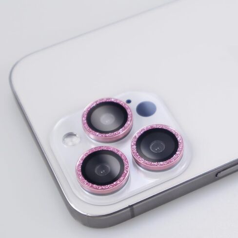 واقي عدسة الكاميرا لهاتف iPhone 15 Pro / 15 Pro Max، غطاء عدسة من الزجاج المقسى المعدني اللامع اللامع لهاتف iPhone 15 Pro/Pro Max (وردي) in Saudi Arabia