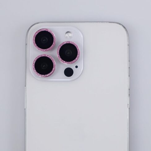 واقي عدسة الكاميرا لهاتف iPhone 15 Pro / 15 Pro Max، غطاء عدسة من الزجاج المقسى المعدني اللامع اللامع لهاتف iPhone 15 Pro/Pro Max (وردي) in Saudi Arabia