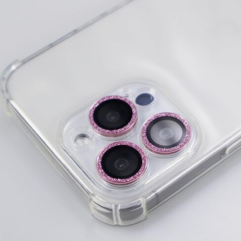 واقي عدسة الكاميرا لهاتف iPhone 15 Pro / 15 Pro Max، غطاء عدسة من الزجاج المقسى المعدني اللامع اللامع لهاتف iPhone 15 Pro/Pro Max (وردي) in Saudi Arabia