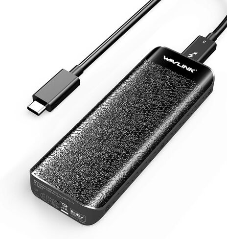 حاوية WAVLINK 40 جيجابت في الثانية M.2 SSD، Thunderbolt 3 إلى M/B+M Key 2280 PCIe NVMe، متوافقة مع Thunderbolt 3/USB3.2/3.1/Type-C، M.2 مع مبدد حرارة عالي الأداء، حتى 4 تيرابايت in Kuwait