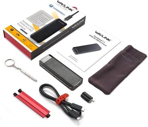 حاوية WAVLINK 40 جيجابت في الثانية M.2 SSD، Thunderbolt 3 إلى M/B+M Key 2280 PCIe NVMe، متوافقة مع Thunderbolt 3/USB3.2/3.1/Type-C، M.2 مع مبدد حرارة عالي الأداء، حتى 4 تيرابايت in Kuwait