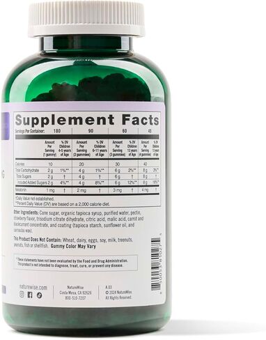 Naturewise Kids Melatonin Gummy 1 mg - Occasional Sleep Support Supplement - Drug-Free Sleep Aid for Kids Ages 4 & Up - Strawberry Flavored - Vegan, Gluten Free, Non-GMO - 60 Gummies[2-Month Supply] in Saudi Arabia