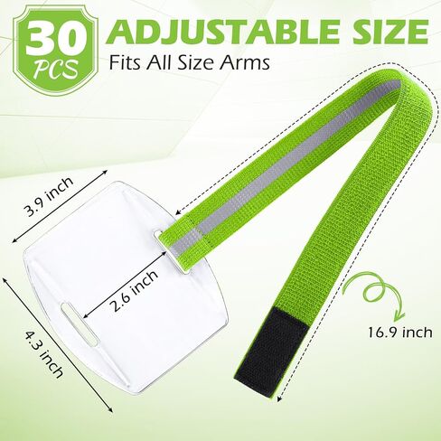 30 Pcs Arm Badge Holder Armband ID Card Holder with Hook and Loop Fastener Clear Plastic Name Tag Badge Holder, Universal Size (Black) in Saudi Arabia