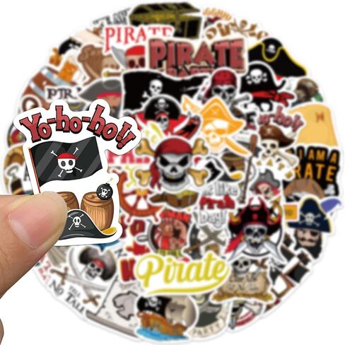 50 PCS Pirates Graffiti Stickers, Cartoon Pirates Stickers for Water Bottles Bicycle Laptop Refrigerator Luggage Computer Mobile Phone Skateboard Bike in Saudi Arabia