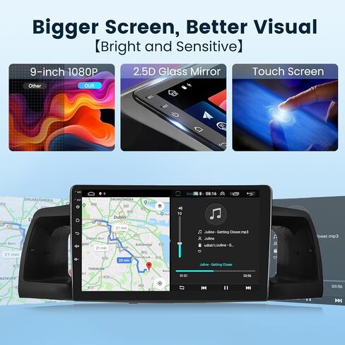 2G+64G Car Stereo for Toyota Corolla EX 2007-2012 with Wireless Carplay Android Auto, 9 Inch Touch Screen Car Radio, Android 13/Bluetooth/GPS/WiFi/HiFi Audio/SWC/USB/HD Backup Camera in Saudi Arabia