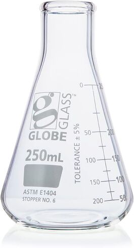 Erlenmeyer Flask, Globe Glass, 2000mL, Narrow Mouth, Dual Graduations, 3.3 Borosilicate Glass, ASTM E1404, 4/Box in Saudi Arabia