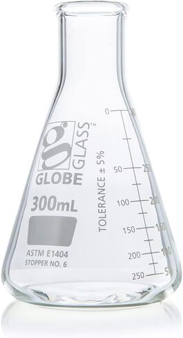 Erlenmeyer Flask, Globe Glass, 2000mL, Narrow Mouth, Dual Graduations, 3.3 Borosilicate Glass, ASTM E1404, 4/Box in Saudi Arabia
