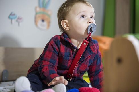 Giga Pack of 2 Baby Pacifier Clips are Handmade with 100percent Natural Leather Material and Our Product which has Prevents The Little Ones' Pacifiers Small Toys and teether Dark Brown and White in Saudi Arabia