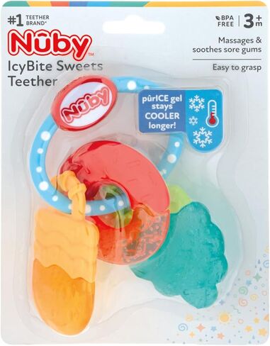 Nuby IcyBite Popsicle, Donut and Ice Cream Teether Ring - 3+ Months, Neutral in Kuwait