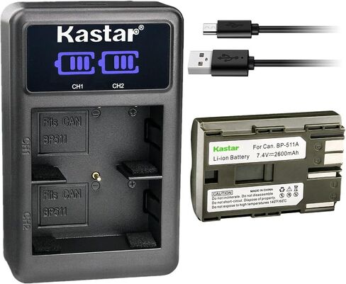 بطارية Kastar BP-511A وشاحن USB LED2 متوافق مع Canon DM-MV30 MV30 MV30i، DM-MV100 MV100i MV100X MV100Xi، DM-MV150 MV150 MV150i، DM-MV300 MV300 MV300i، DM-MV400 MV400 MV4 00i الكاميرا in Saudi Arabia