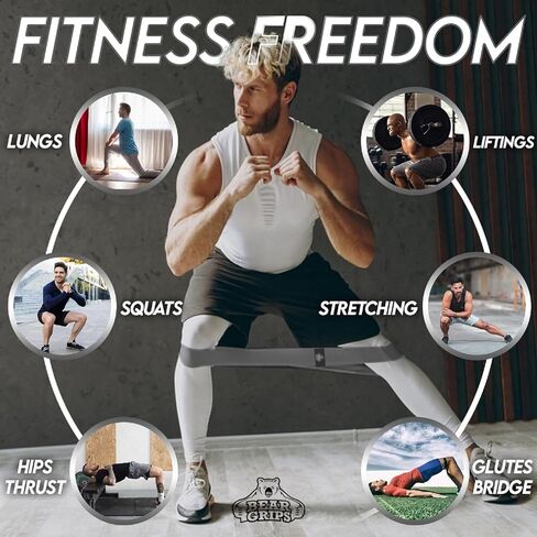 أربطة مقاومة لقبضات الدب للتمرين - أربطة تمرين لمعدات الصالة الرياضية المنزلية - أربطة مرنة لتمارين عضلات الأرداف لممارسة كتل اليوجا والبيلاتس والورك والساقين والفخذ in Kuwait