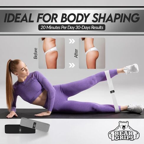 أربطة مقاومة لقبضات الدب للتمرين - أربطة تمرين لمعدات الصالة الرياضية المنزلية - أربطة مرنة لتمارين عضلات الأرداف لممارسة كتل اليوجا والبيلاتس والورك والساقين والفخذ in Kuwait