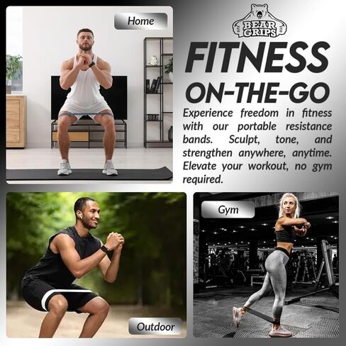 أربطة مقاومة لقبضات الدب للتمرين - أربطة تمرين لمعدات الصالة الرياضية المنزلية - أربطة مرنة لتمارين عضلات الأرداف لممارسة كتل اليوجا والبيلاتس والورك والساقين والفخذ in Kuwait
