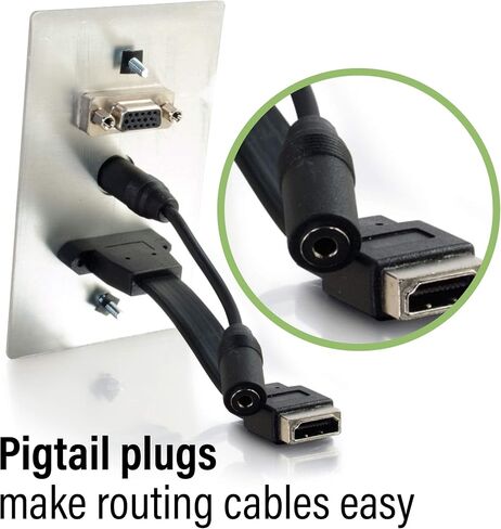 C2G Legrand HDMI VGA وAUX ممر جداري، إدارة كابلات الحائط، لوحة حائط ألومنيوم تمر عبر لوحة الحائط، فضي، عدد 1، C2G 39707 in Kuwait